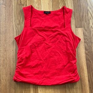 Red Cotton Square Neck Tank Top